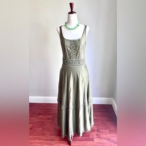 J Crew Olive Green A Line Maxi Dress NWT Size XS TALL